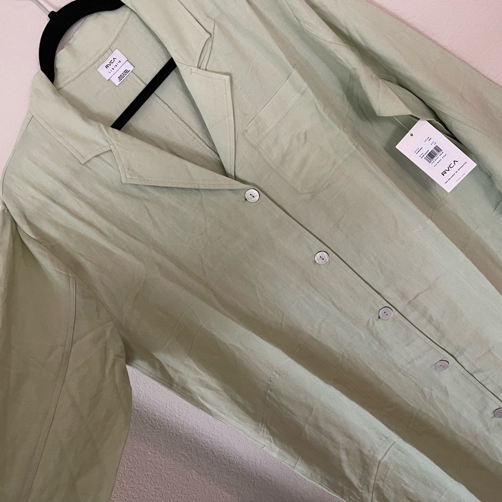 NWT - RVCA Linen Duster - Mint Green - Size L/12 - Picture 5 of 7